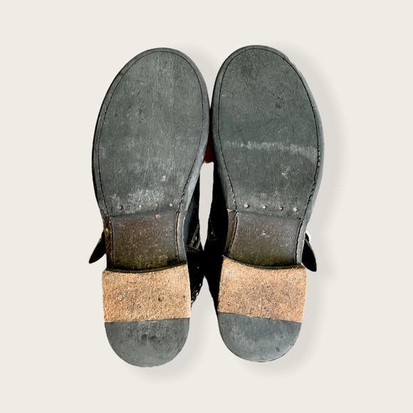 Frye Jenna Studded Disc Vintage Antique Distressed Leather Combat Short Boot - Picture 15 of 16